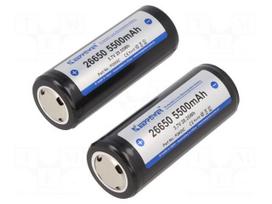 Re-battery: Li-Ion | 26650 | 3.7V | 5500mAh | Ø26.4x69.5mm | 2pcs.