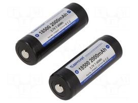 Re-battery: Li-Ion | 18500 | 3.7V | 2000mAh | Ø18.4x52.6mm | 2pcs.