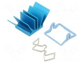 Heatsink: extruded | grilled | BGA | blue | L: 15mm | W: 15mm | H: 12.5mm