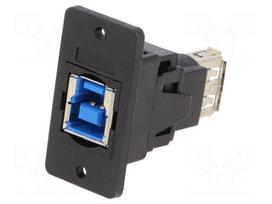Adapter | USB A socket,USB B socket | SLIM | USB 3.0 | gold-plated
