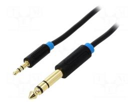 Cable | Jack 3.5mm 3pin plug,Jack 6,3mm 3pin plug | 1.5m | black