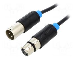 Cable | XLR male 3pin,XLR female 3pin | 15m | black | Øcable: 6mm | PVC