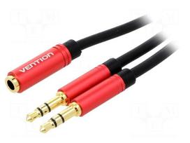 Cable | Jack 3.5mm 3pin plug x2,Jack 3.5mm 4pin socket | 0.3m