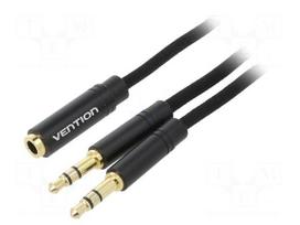 Cable | Jack 3.5mm 3pin plug x2,Jack 3.5mm 4pin socket | 0.3m