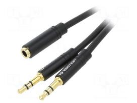 Cable | Jack 3.5mm 3pin plug x2,Jack 3.5mm 4pin socket | 0.3m
