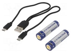 Re-battery: Li-Ion | AA | 1.5V | 1950mAh | Ø14.2x50.2mm | 2pcs.