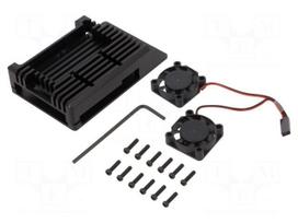 Enclosure: for computer | Raspberry Pi 4 B | aluminium | black