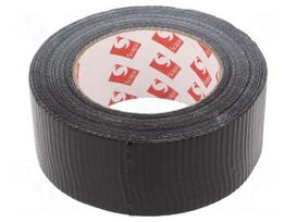 Tape: duct | W: 48mm | L: 50m | Thk: 0.14mm | black | caoutchouc | -10÷75°C