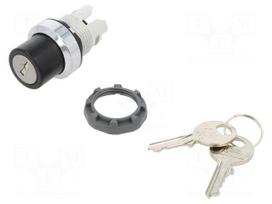 Switch: rotary with key | 22mm | Stabl.pos: 2 | black/silver | none