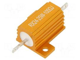Resistor: wire-wound | 100Ω | with heatsink | 25W | ±5% | 50ppm/°C