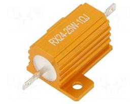 Resistor: wire-wound | with heatsink | 1Ω | 25W | ±5% | 50ppm/°C | 18.6mm