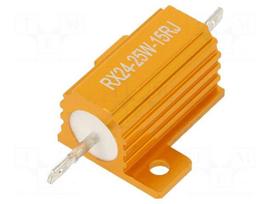 Resistor: wire-wound | with heatsink | 15Ω | 25W | ±5% | 50ppm/°C