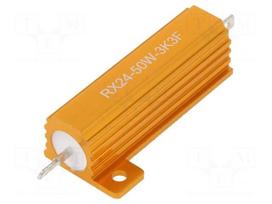 Resistor: wire-wound | with heatsink | 3.3kΩ | 50W | ±1% | 30ppm/°C