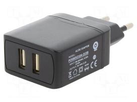 Power supply: switching | mains,plug-in | 5VDC | 2A | 10W | Out: USB x2