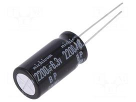 Kondensatorius: elektrolitinis | bipolinis | THT | 2200uF | 6.3VDC | Ø10x20mm