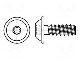 Screw | for plastic | with flange | 4x16 | Head: button | Torx® | TX20
