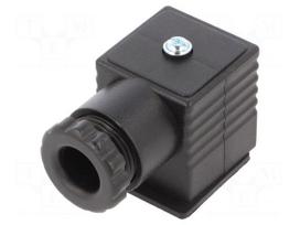 Plug for coil | PIN: 3 | black | 0÷230V | IP65 | A: 27mm | B: 28mm | C: 27mm