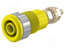 Laboratory connector: 4mm banana | socket | 1kV | 32A | yellow | brass
