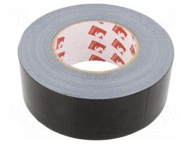 Tape: duct | W: 50mm | L: 50m | Thk: 0.23mm | black | caoutchouc | -20÷75°C
