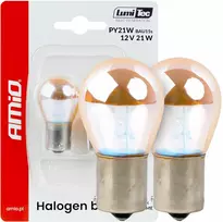 Halogeninės lemputės py21w 12v 21w bau15s lumitec oranžinės chromo spalvos 2 vnt. amio-04627