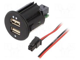 USB power supply | Sup.volt: 12÷24VDC | 5V/2.1A | USB A socket x2