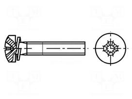 Screw | M4x8 | 0.7 | Head: cheese head | Phillips | PH2 | steel | zinc