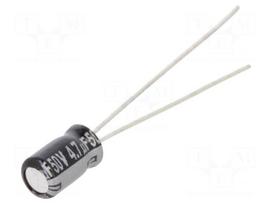 Capacitor: electrolytic | THT | 4.7uF | 50VDC | Ø4x7mm | Pitch: 1.5mm