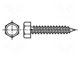 Screw | 4.8x19 | Head: hexagonal | none | 8mm | hardened steel | zinc