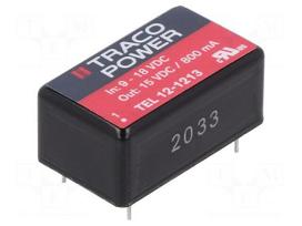 Converter: DC/DC | 12W | Uin: 9÷18VDC | Uout: 15VDC | Iout: 800mA | DIP16