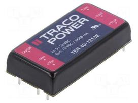 Converter: DC/DC | 40W | Uin: 9÷18VDC | Uout: 15VDC | Iout: 2666mA | THT