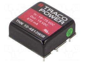 Converter: DC/DC | 10W | Uin: 18÷75VDC | Uout: 15VDC | Iout: 670mA | THT