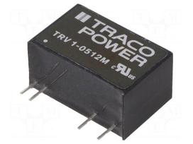Converter: DC/DC | 1W | Uin: 4.5÷5.5VDC | Uout: 12VDC | Iout: 83mA | SIP9