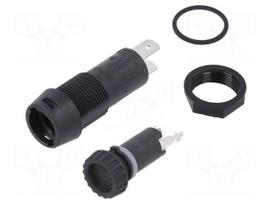 Fuse holder | 5x20mm | 10A | 250VAC | FPG1 | on panel | black | UL94V-0