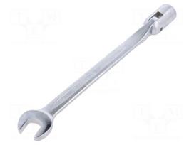 Wrench: combination swivel head socket | with joint | 15mm