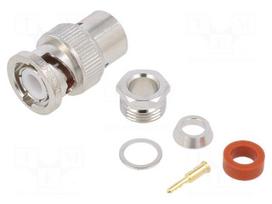 Connector: BNC | plug | male | straight | 50Ω | soldering,clamp | POM