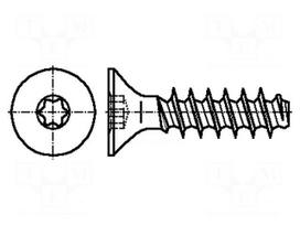 Screw | for plastic | 3.5x8 | Head: countersunk | Torx® | TX15 | zinc