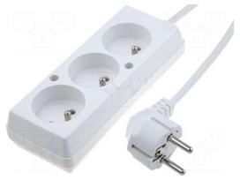 Extension lead | 3G1.5mm2 | 10m | PVC | white | Sockets no: 3 | 16A