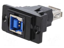 Coupler | USB A socket,USB B socket | DUALSLIM | USB 3.0 | metal