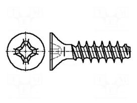 Screw | for plastic | 3.5x12 | Head: countersunk | Phillips | PH2 | steel