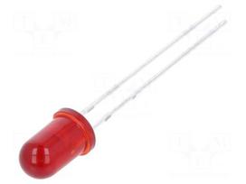 LED | red | 5mm | 0.3÷1.1mcd | 36° | Front: convex | 1.7VDC | No.of term: 2