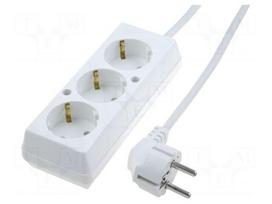 Extension lead | 3G1.5mm2 | Len: 5m | PVC | white | Sockets no: 3 | 16A