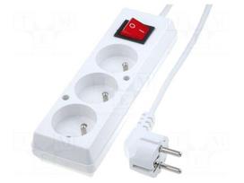 Extension lead | 3G1.5mm2 | 10m | PVC | white | Sockets no: 3 | 16A
