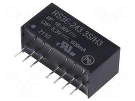 Converter: DC/DC | 3W | Uin: 18÷36VDC | Uout: 3.3VDC | Iout: 600mA | SIP8