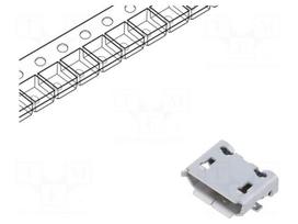 Connector: USB B micro | socket | ZX | on PCBs | SMT | PIN: 5 | horizontal