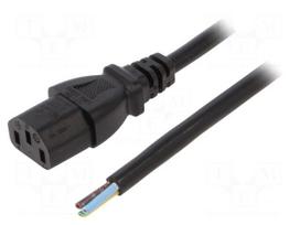 Cable | 3x1mm2 | IEC C13 female,cables | PVC | 3m | black | 10A | 250V