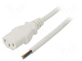 Cable | 3x1mm2 | IEC C13 female,cables | PVC | 5m | white | 10A | 250V