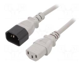 Cable | 3x0.75mm2 | IEC C13 female,IEC C14 male | PVC | 0.5m | grey