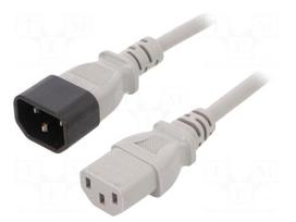 Cable | 3x1mm2 | IEC C13 female,IEC C14 male | PVC | 3m | grey | 10A