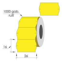 Žymėjimo etiketės 26X16mm, geltonos, 1000 etikečių