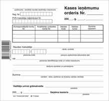 Kasos pajamų orderis, A6, 100 lapai
